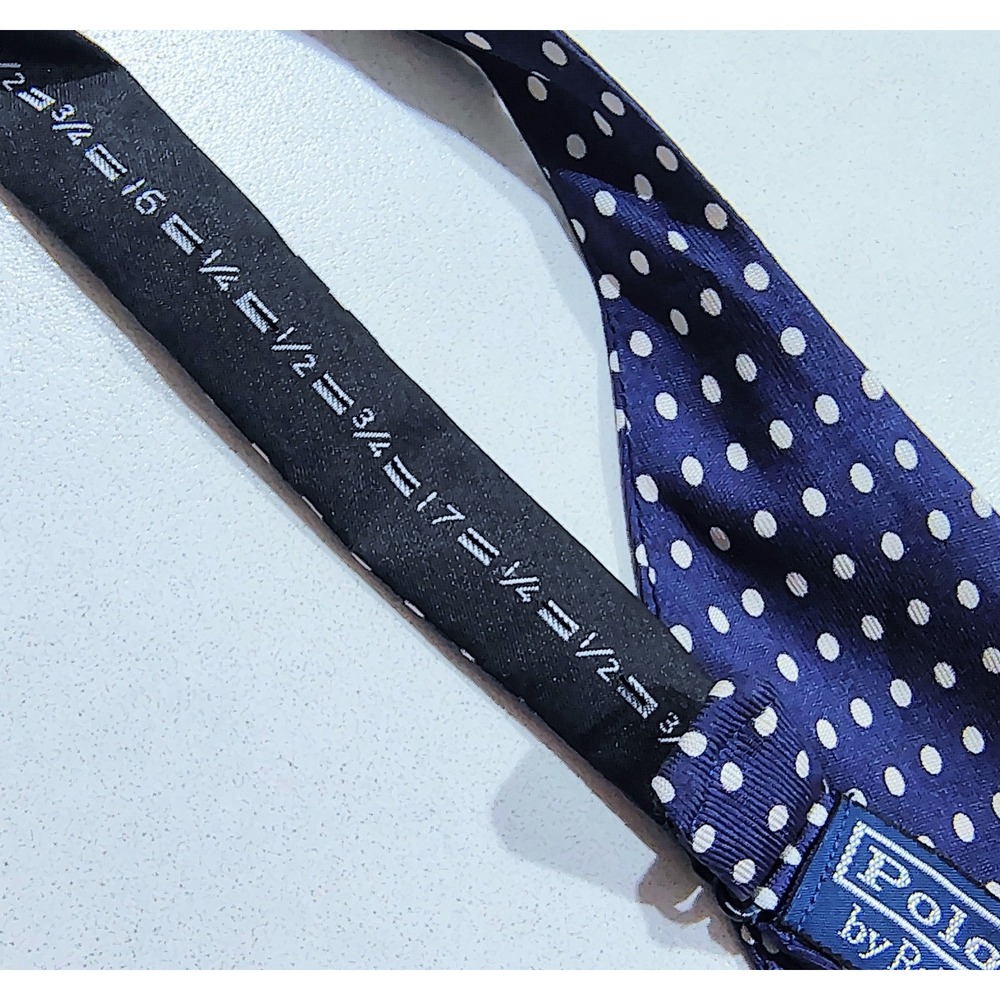 Polo Ralph Lauren Polka Dot Silk Bow Tie Blue Mens Made In Italy Adjustable - Picture 5 of 6